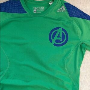 Adidas Techfit Compression Avengers Hulk Shirt Green Men’s M Gym Training NWOT